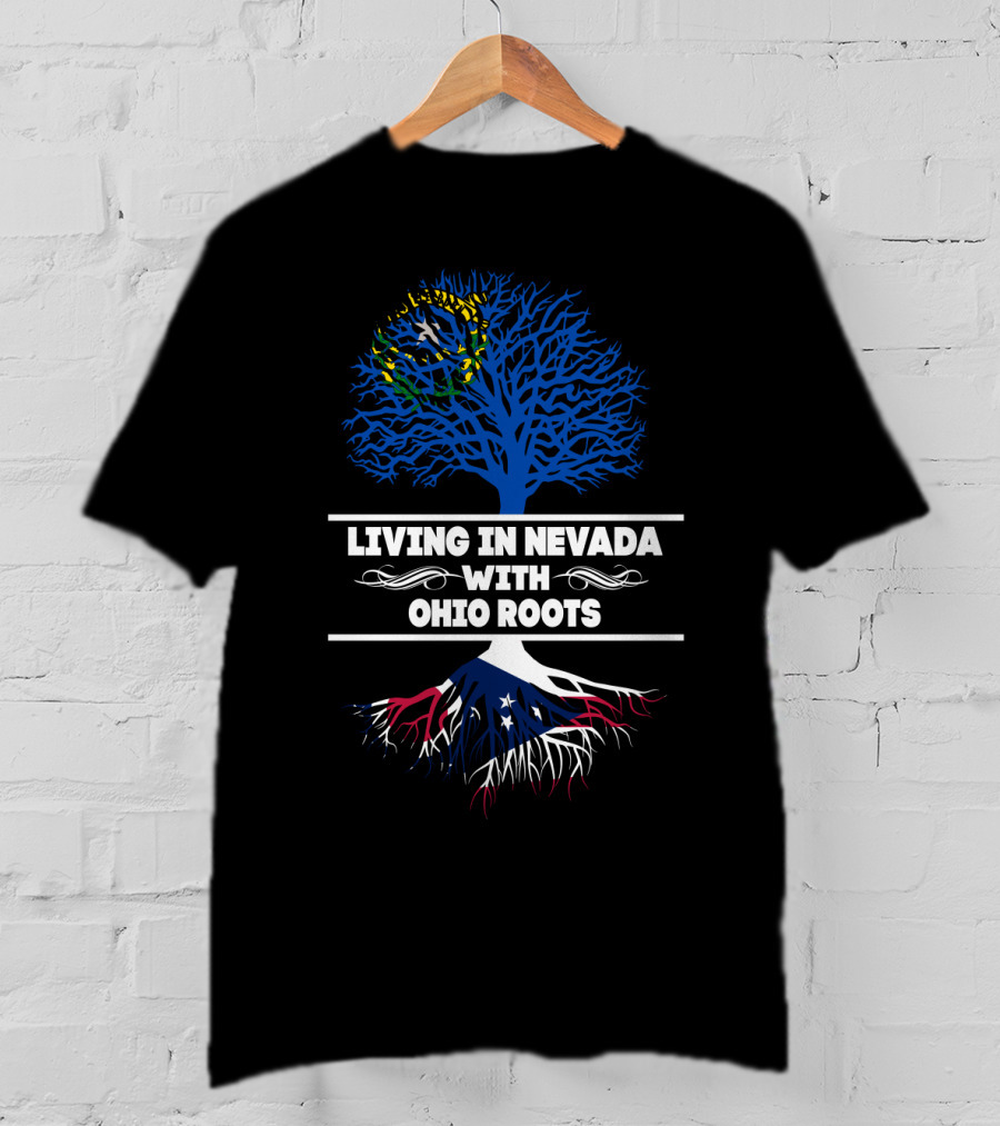 Nevada Living Ohio Roots Tree Graphic With State Flags T-Shirt
