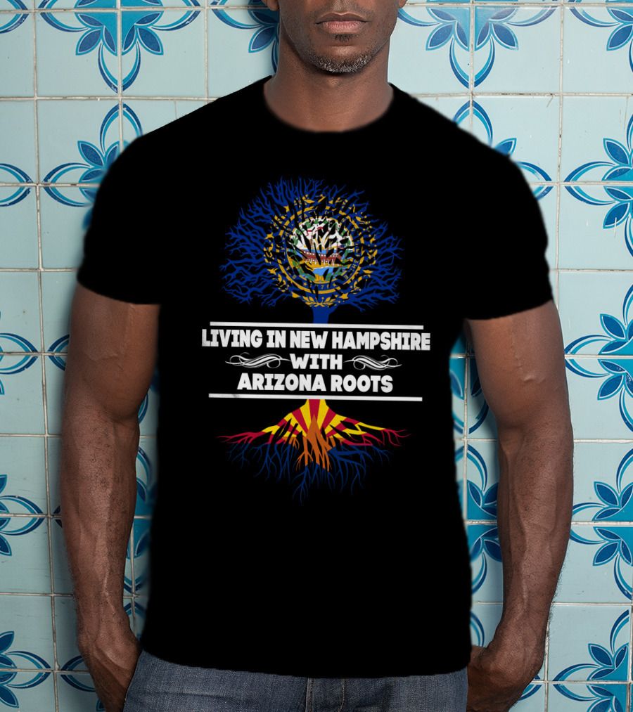 New Hampshire Living Arizona Roots Tree Design With State Colors And Emblems T-Shirt