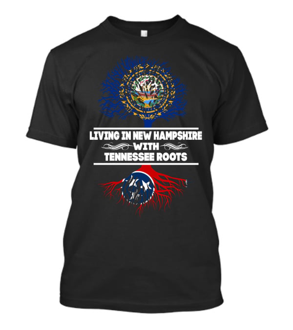 New Hampshire State Flag Tree Above Tennessee Flag Roots Connection T-Shirt