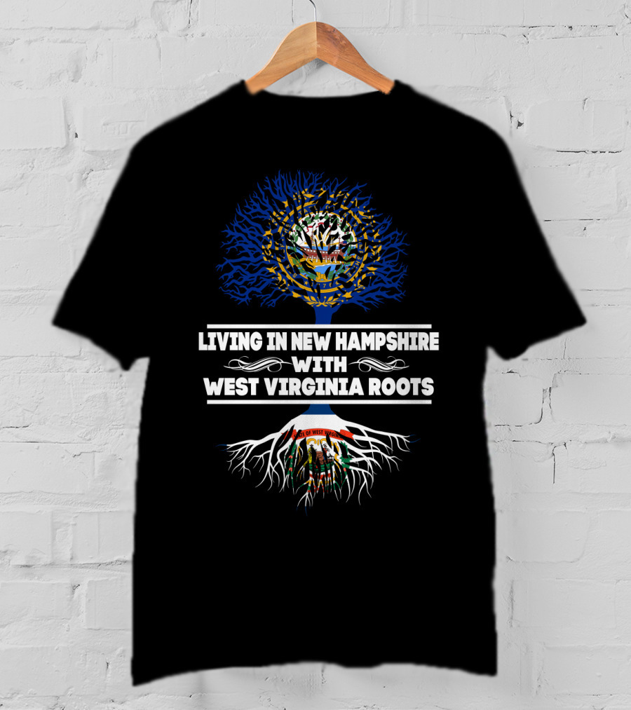 New Hampshire Living With Deep West Virginia Roots Tree Symbols T-Shirt