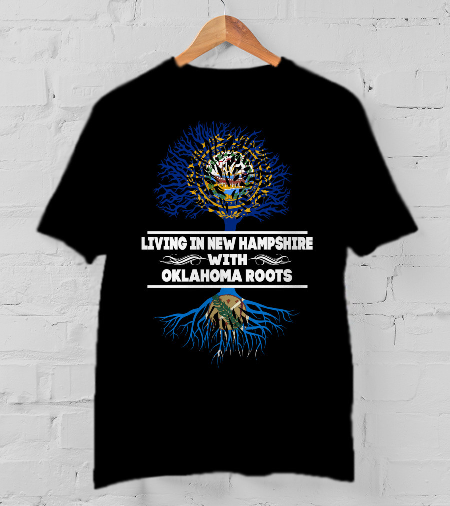 Living In New Hampshire Proudly Displaying Oklahoma Heritage With State Seal Elements T-Shirt