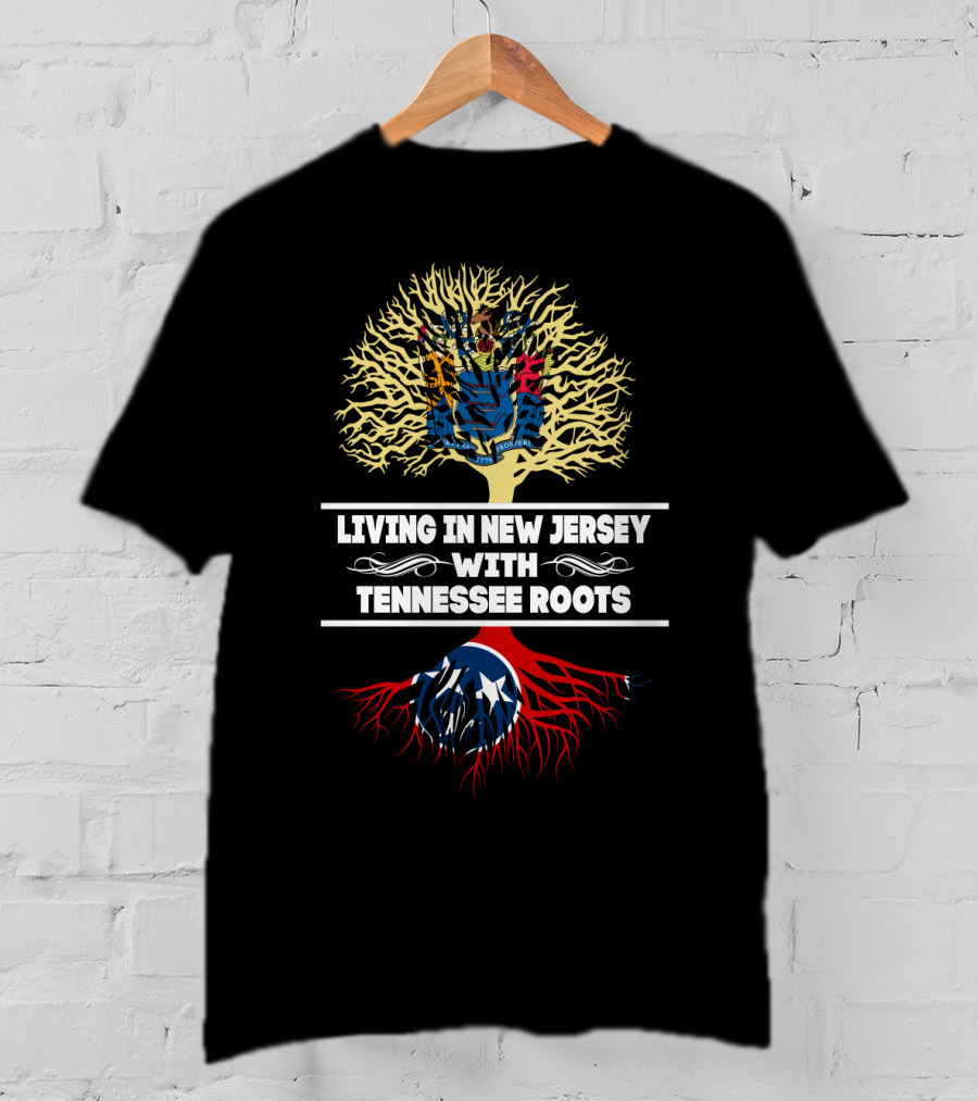 New Jersey Living Tennessee Roots Tree Design With State Flags T-Shirt