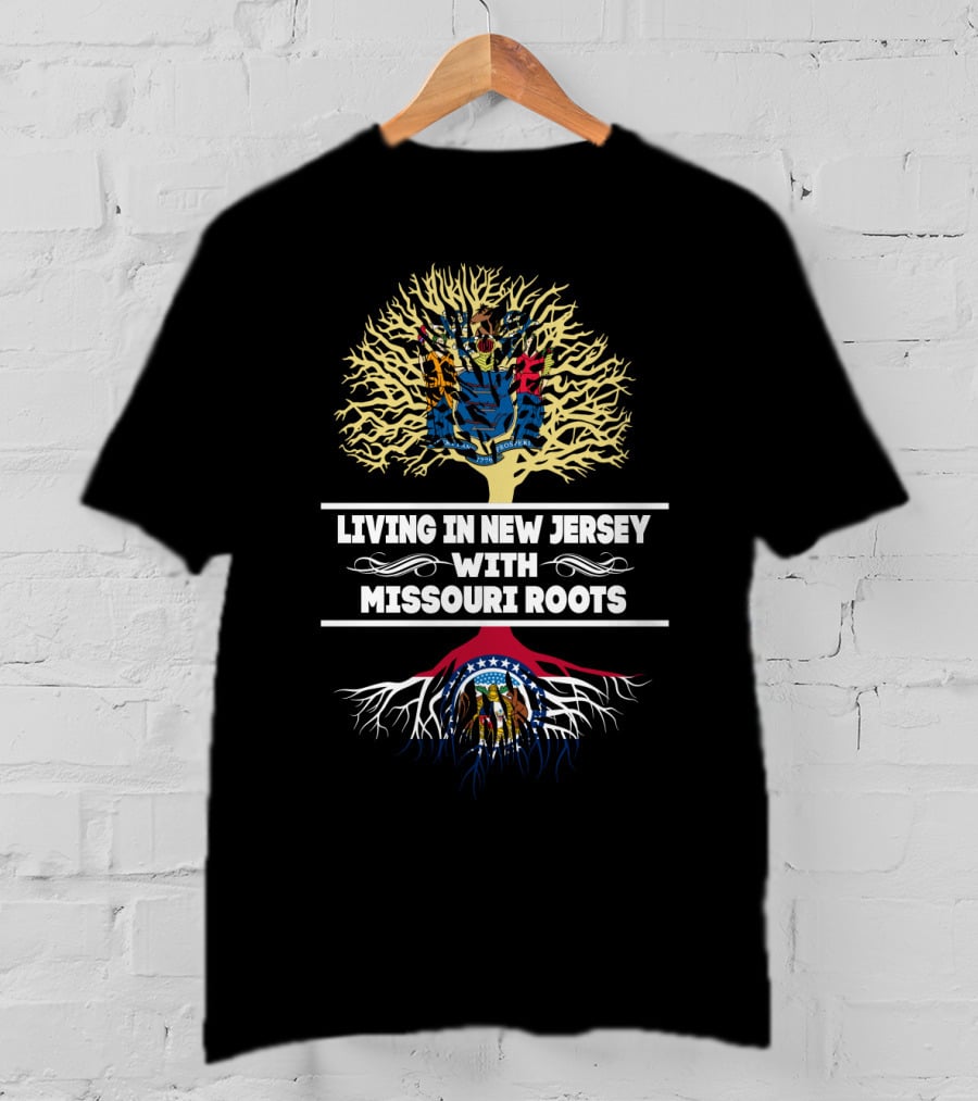 New Jersey Living With Missouri Heritage Tree Design Flag T-Shirt