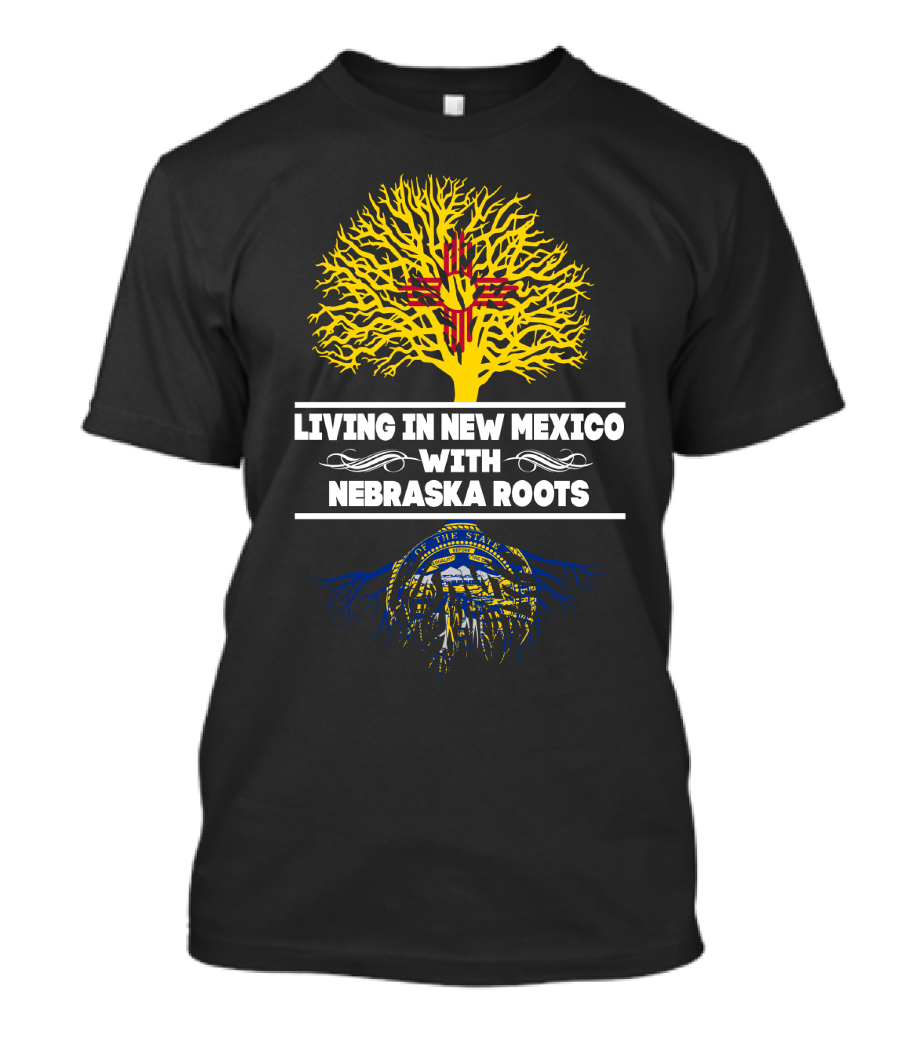 Zia Sun Symbol New Mexico Life With Nebraska Roots State Seal T-Shirt