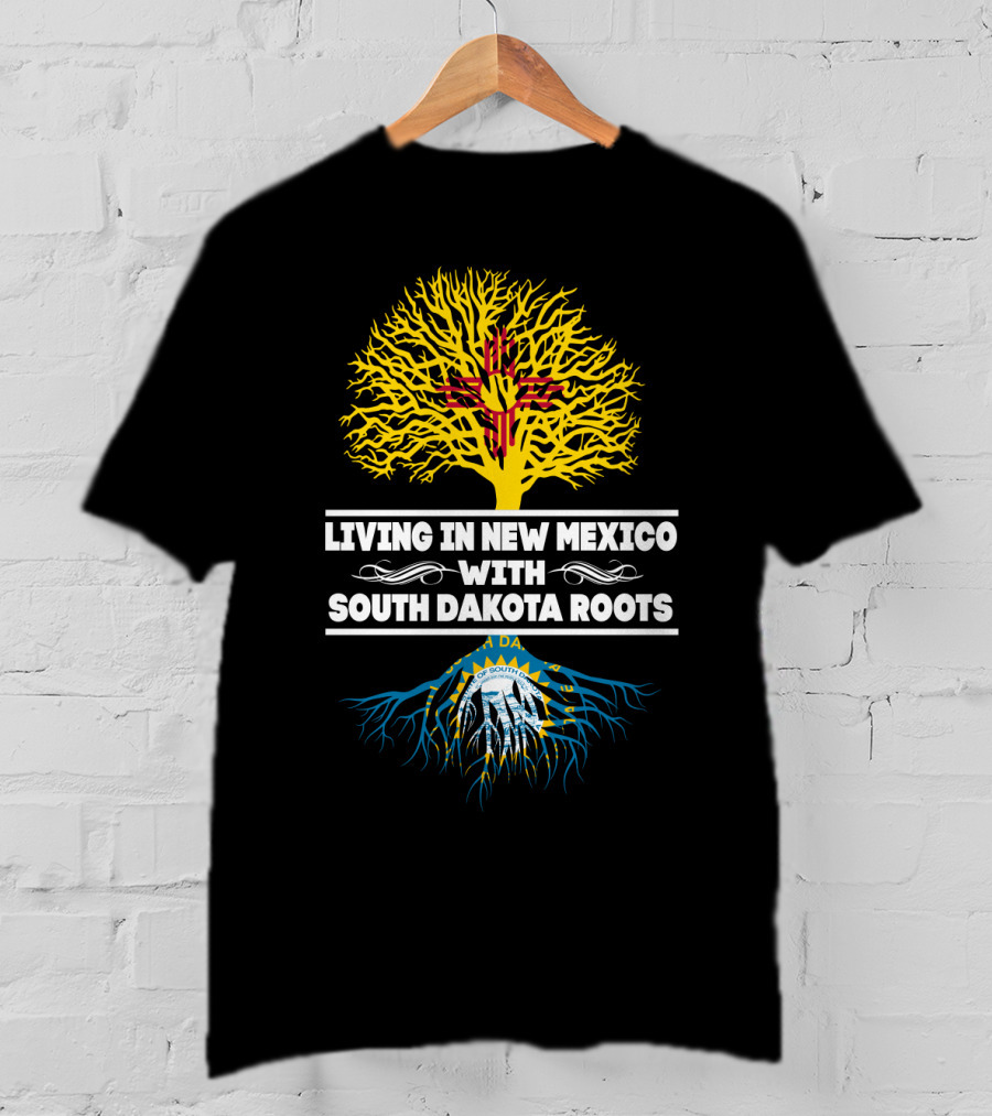 Living In New Mexico With South Dakota Roots Zia Symbol And State Seal Tree T-Shirt