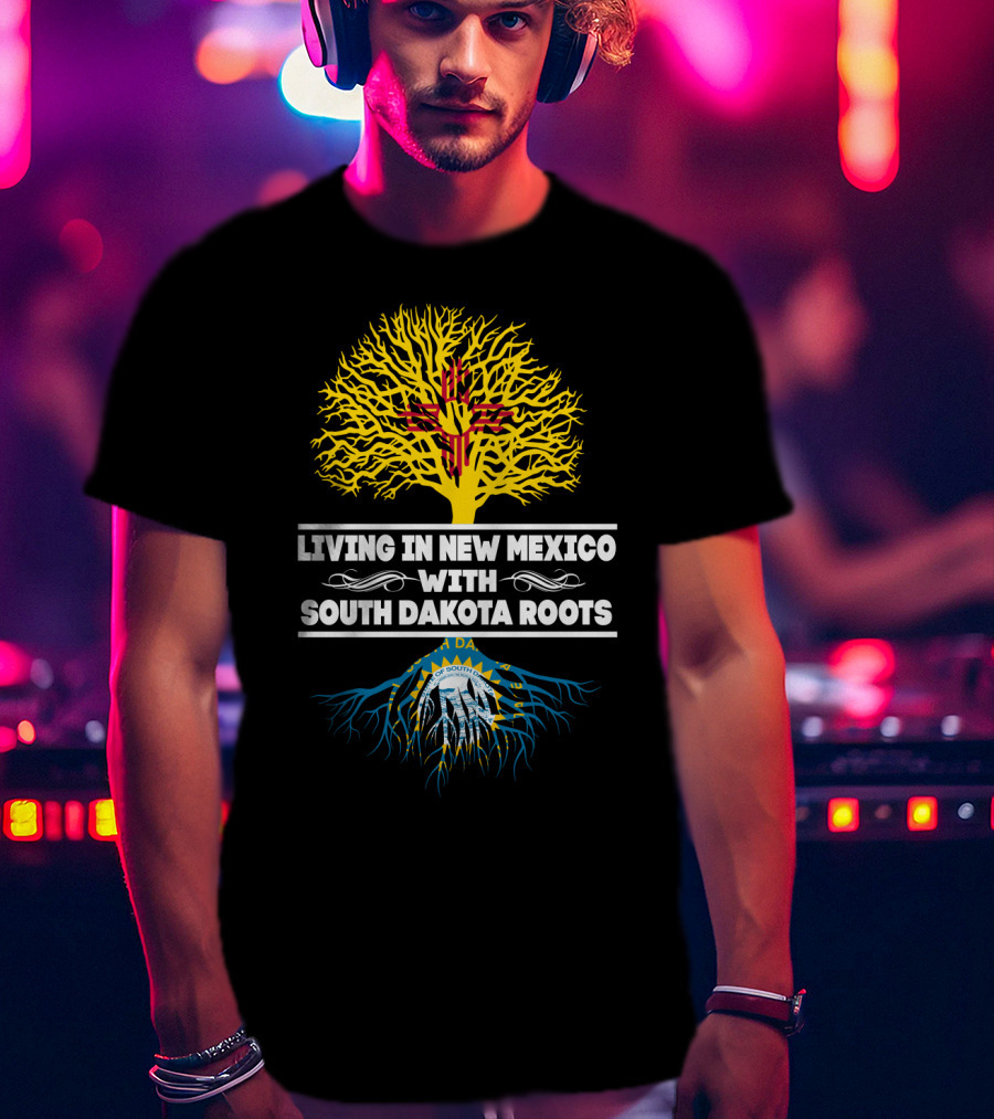 Living In New Mexico With South Dakota Roots Zia Symbol And State Seal Tree T-Shirt