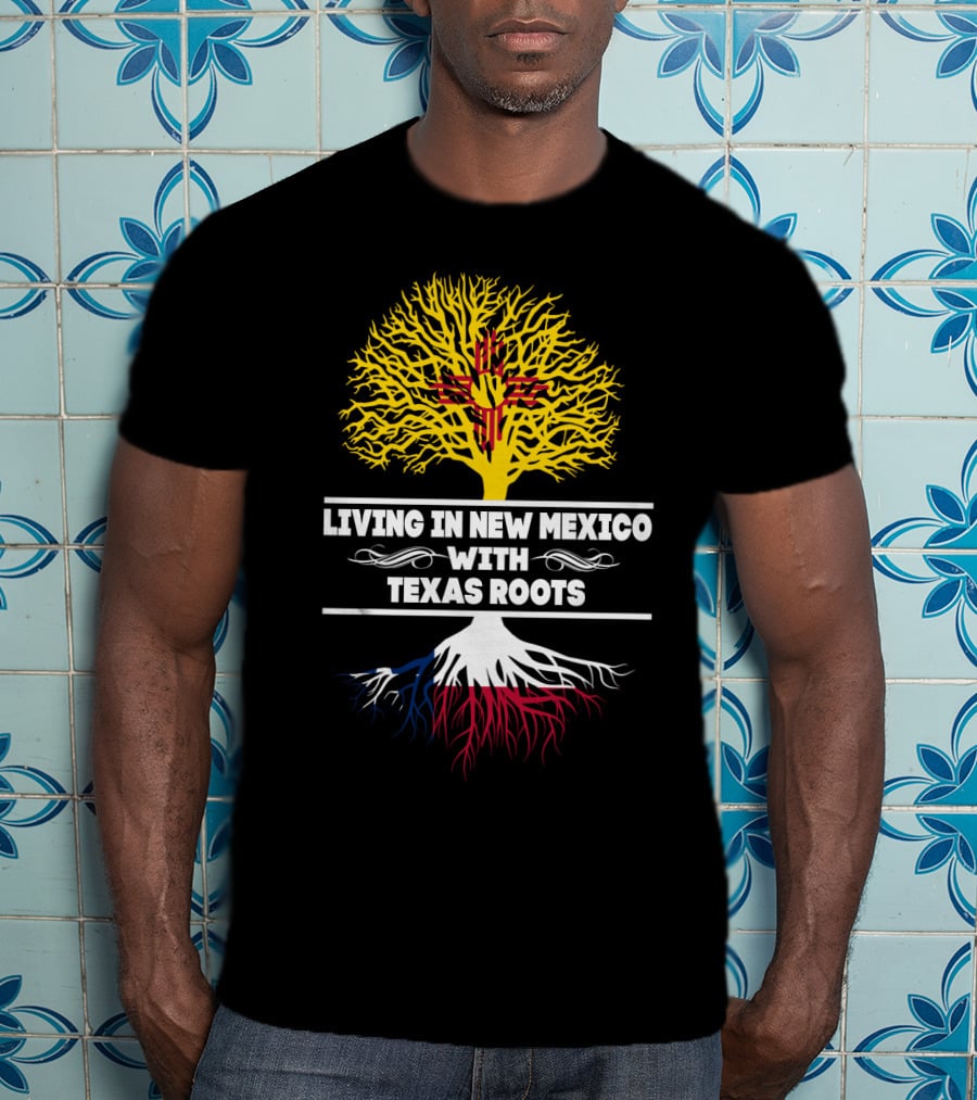 Living In New Mexico With Texas Roots Zia Symbol Tree T-Shirt