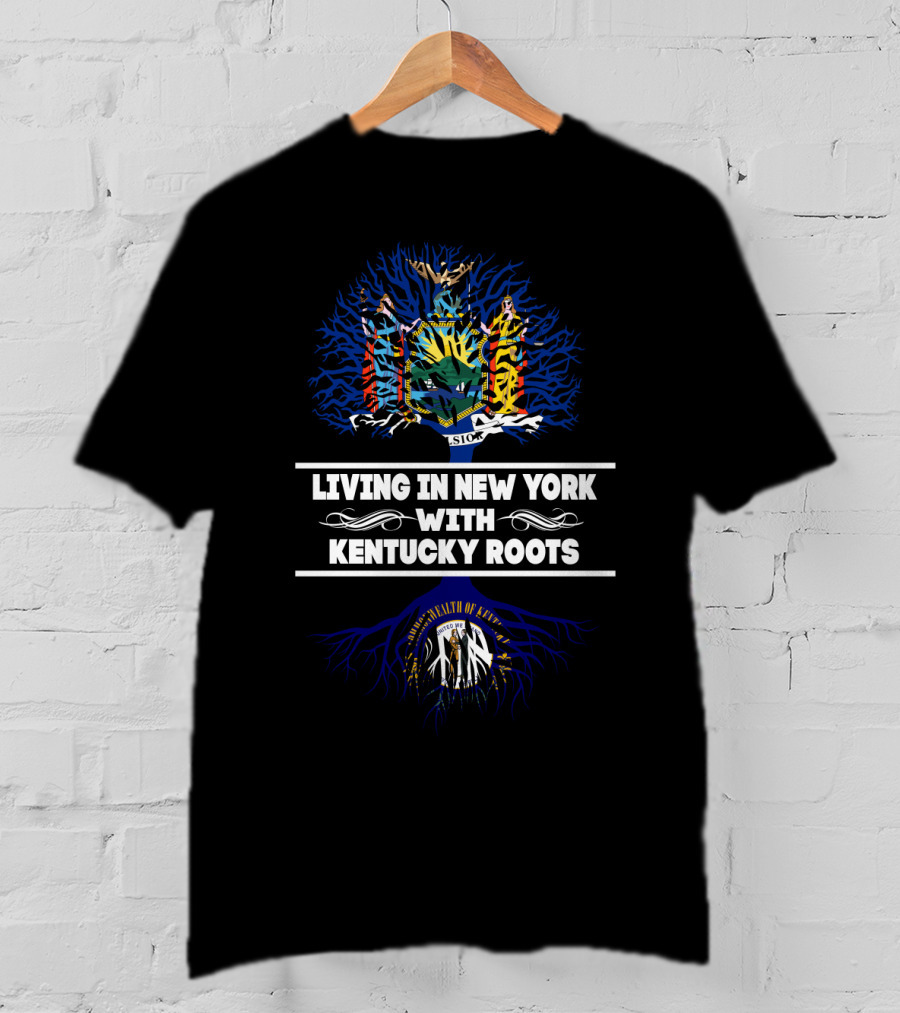New York State Seal Top With Commonwealth Of Kentucky Bottom Roots Connection T-Shirt