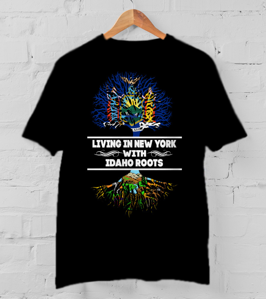 Living In New York Embracing Idaho Roots With State Coat Tree T-Shirt