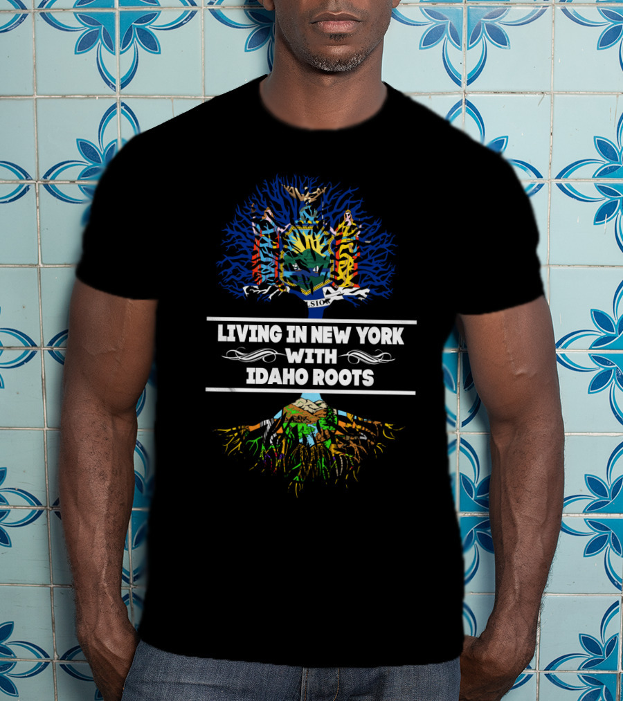 Living In New York Embracing Idaho Roots With State Coat Tree T-Shirt