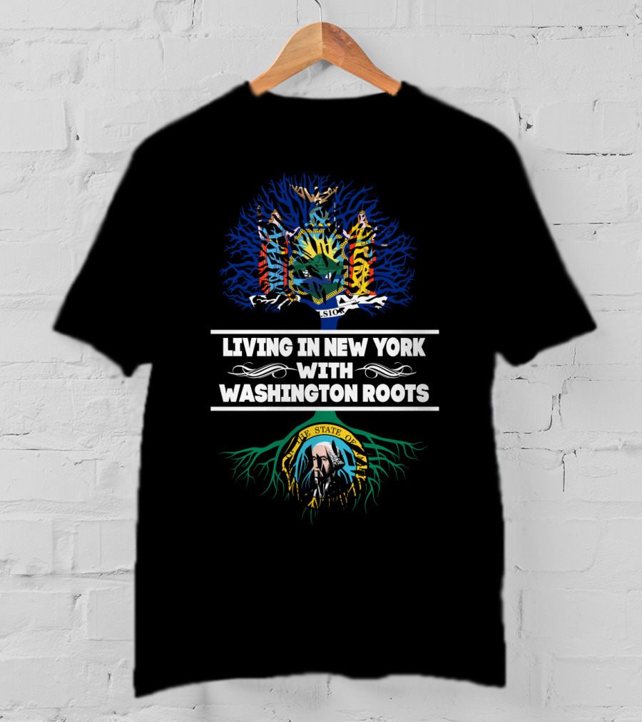 New York Pride With Washington Ancestry: State Crests And Tree Roots T-Shirt