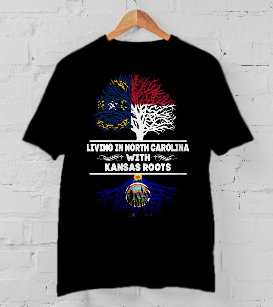 North Carolina Flag Tree With Kansas Roots And State Seal Symbolism T-Shirt