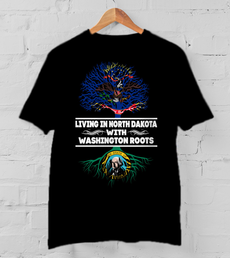 North Dakota Life Blending With Heritage Of Washington State Symbols T-Shirt