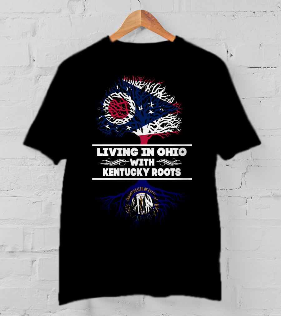 Ohio And Kentucky Heritage With Tree Design And State Symbols T-Shirt