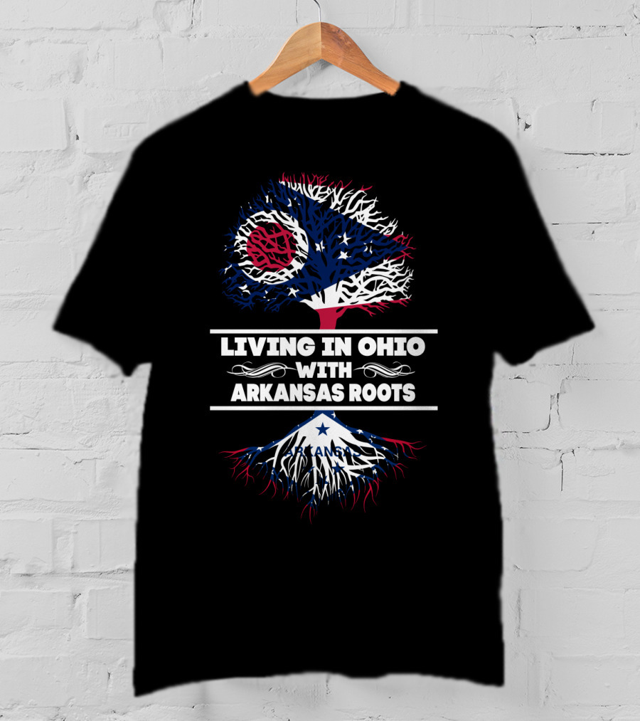 Ohio Pride With Deep Arkansas Roots Banner And State Flags Motif T-Shirt