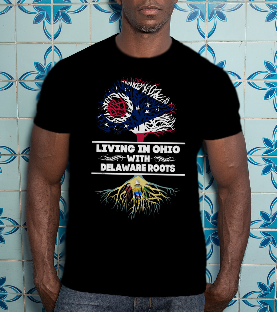 Ohio State Flag Tree Symbolizing Living In Ohio With Strong Delaware Heritage Roots T-Shirt