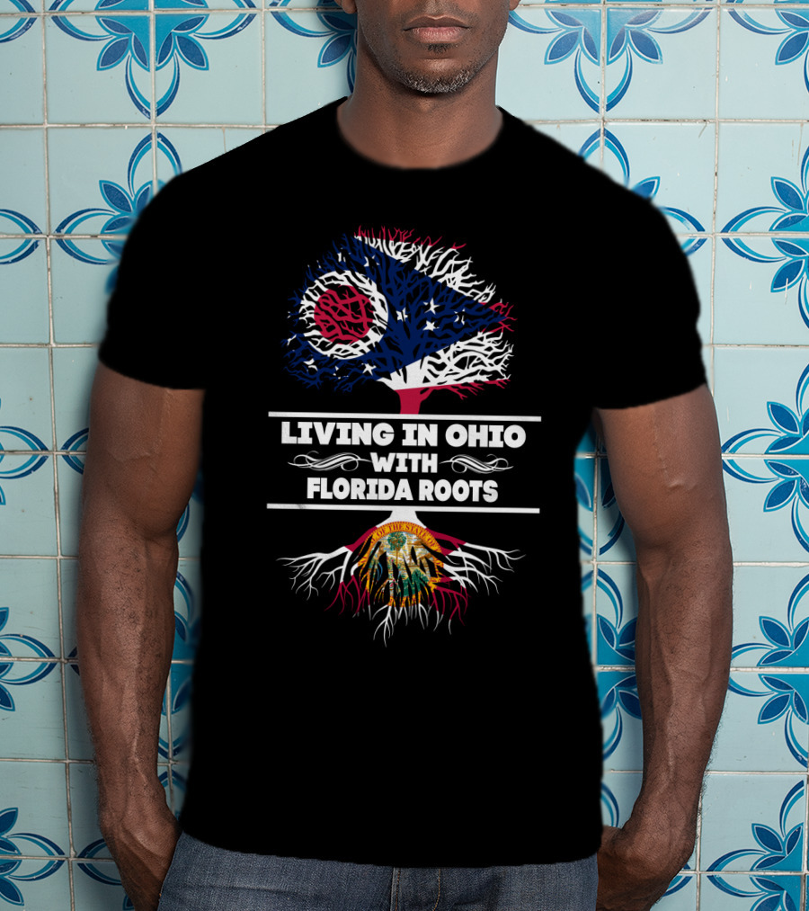 Ohio State Flag Tree With Embedded Florida State Seal: Dual Heritage Connection T-Shirt