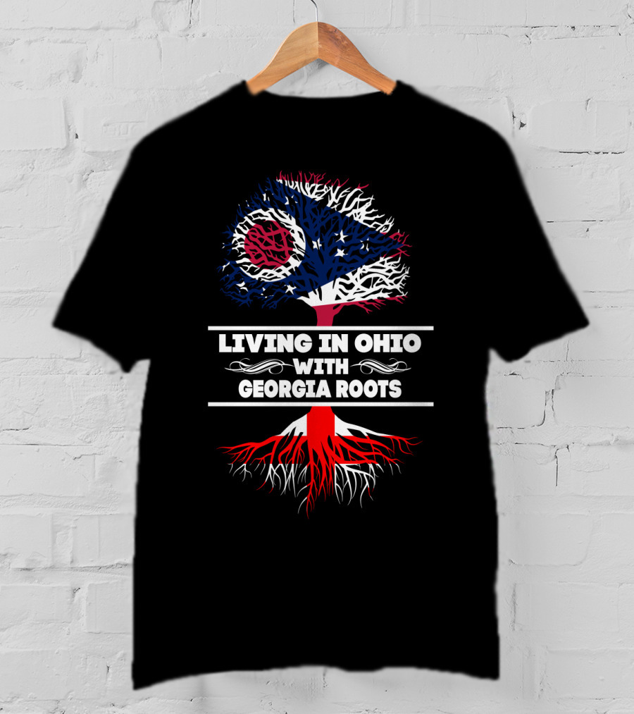 Living In Ohio With Georgia Roots Flag Tree T-Shirt