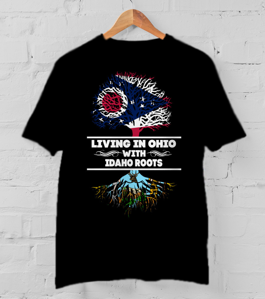 Ohio Pride With Idaho Heritage Tree Graphic Featuring State Flags And Scenic Roots T-Shirt