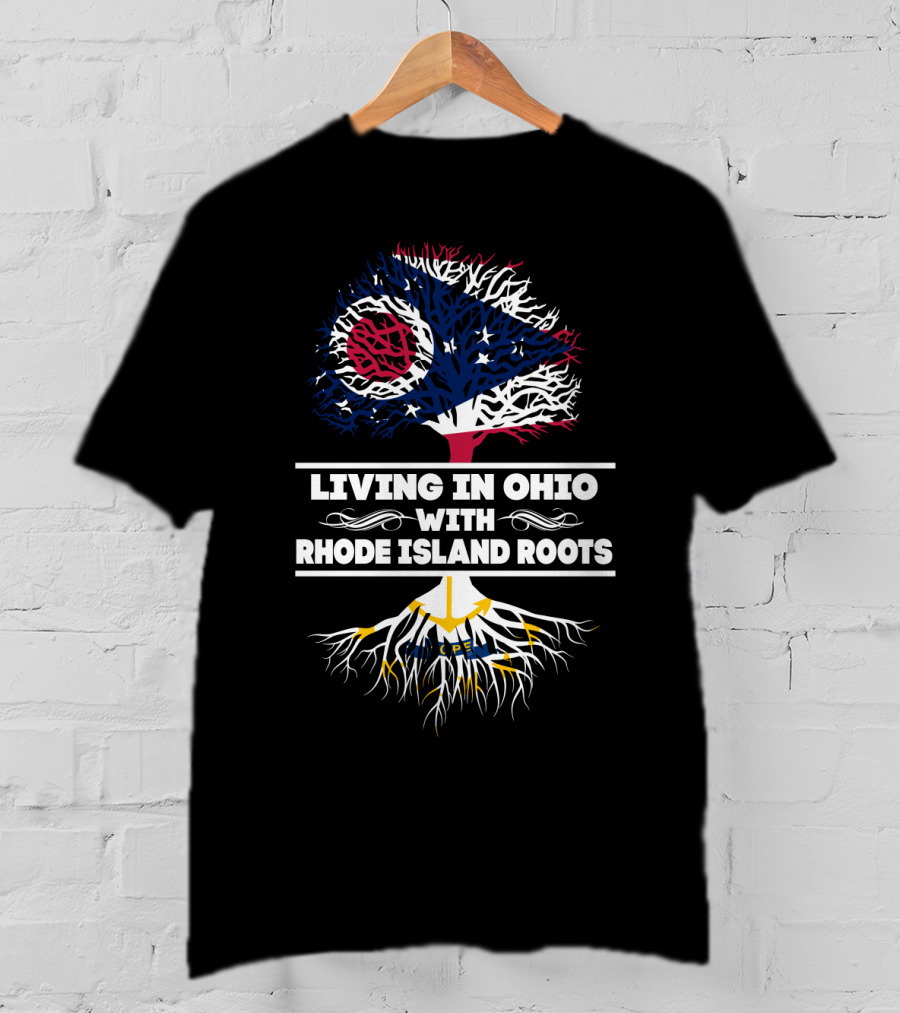 Ohio Heritage And Rhode Island Ancestry Connection With State Flag T-Shirt