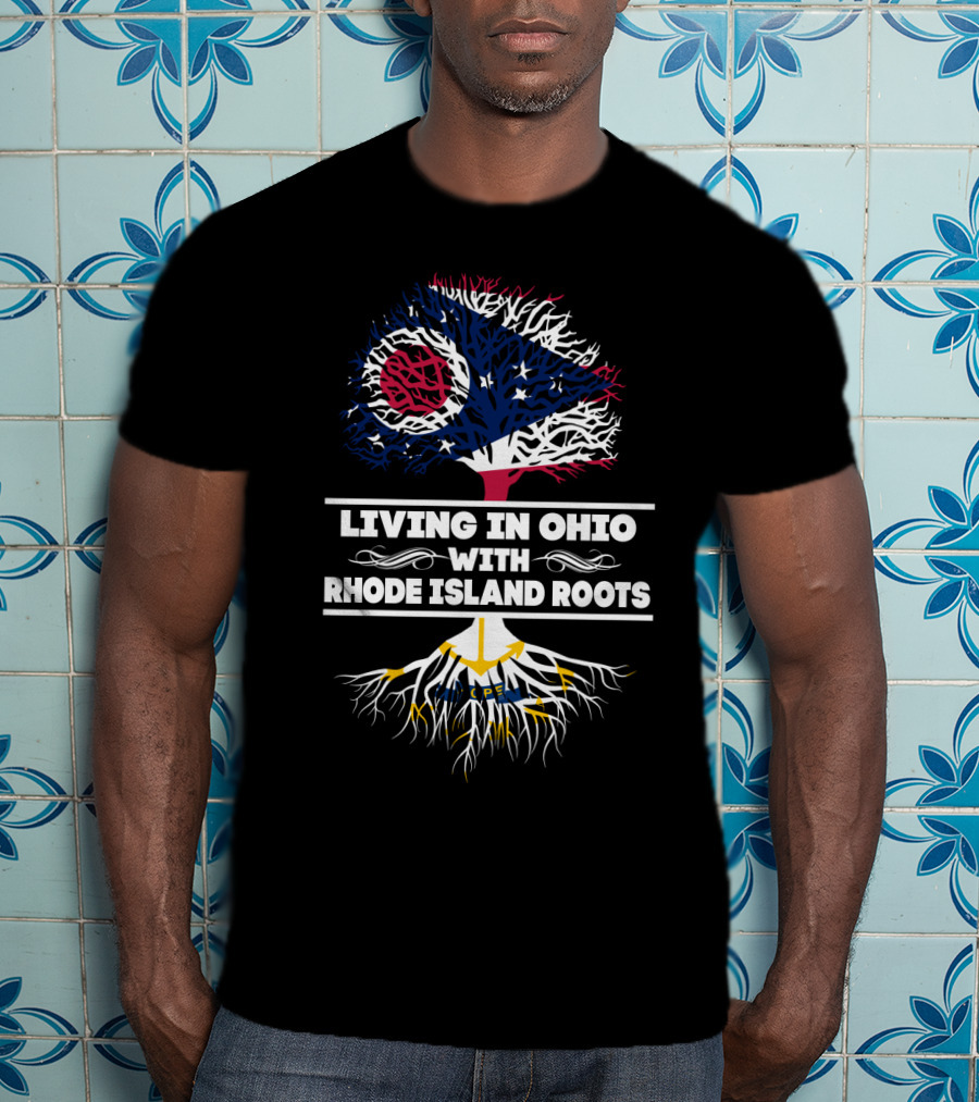 Ohio Heritage And Rhode Island Ancestry Connection With State Flag T-Shirt