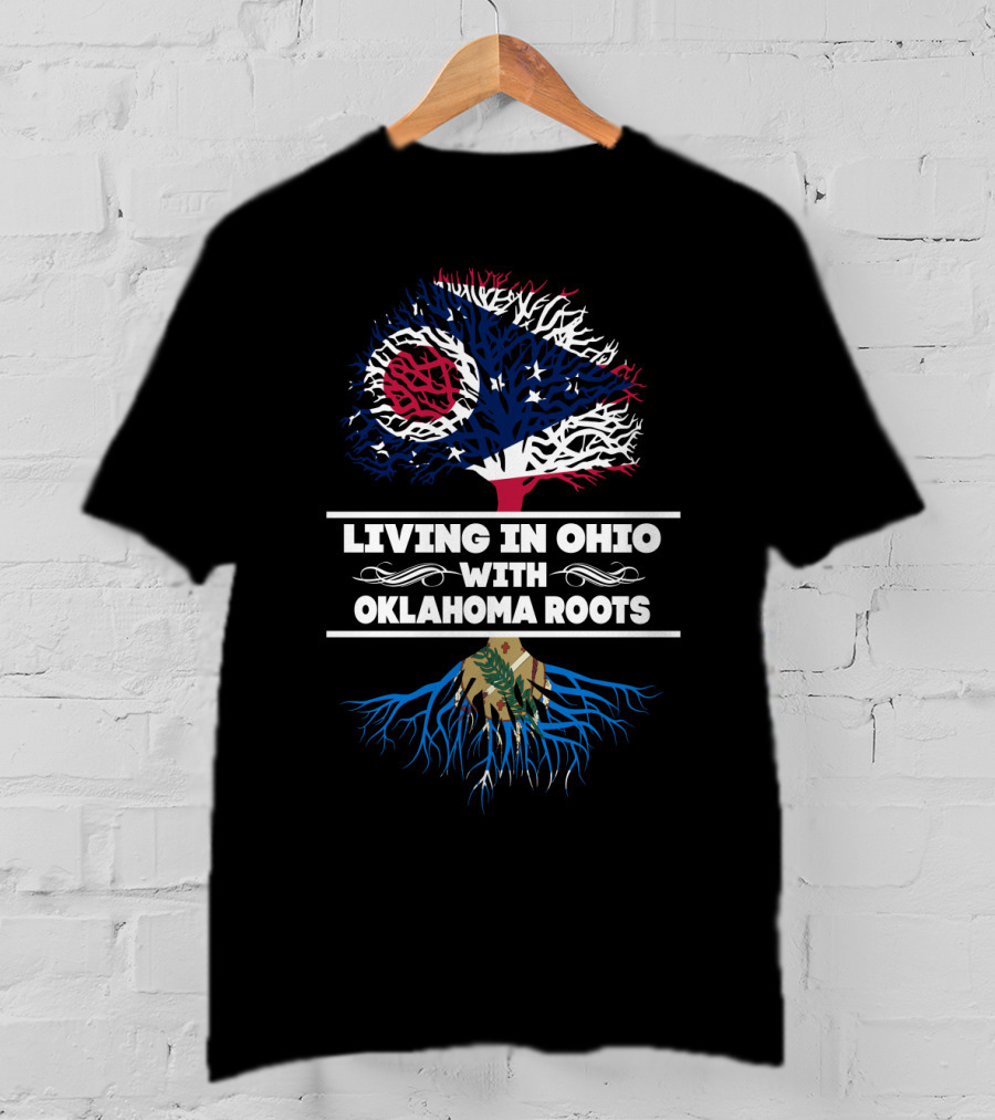 Living In Ohio With Strong Oklahoma Roots Flag Tree T-Shirt