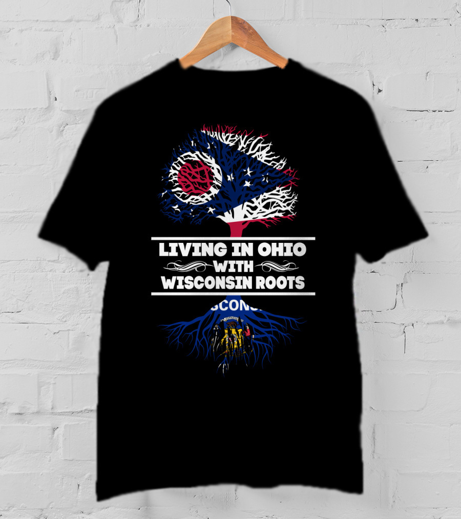 Ohio Flag Tree With Wisconsin State Roots Living T-Shirt
