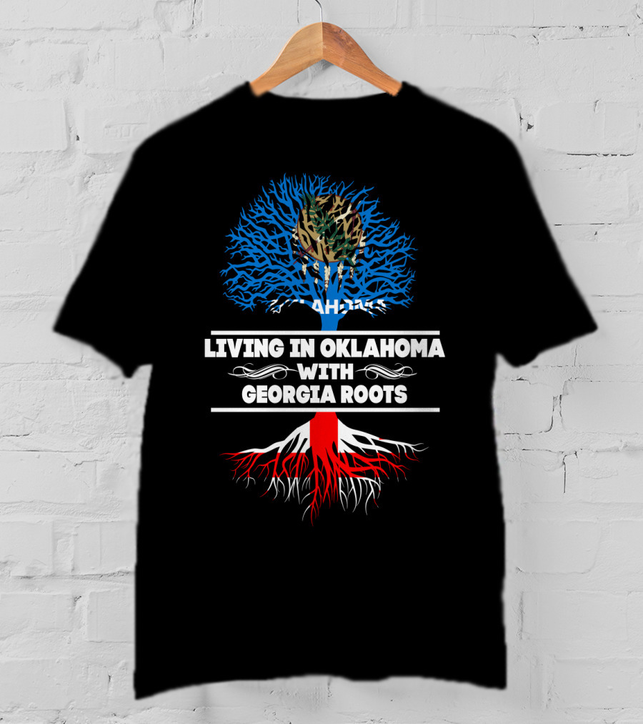Oklahoma Flag Tree Symbolizing Georgia Roots Heritage And Connection T-Shirt
