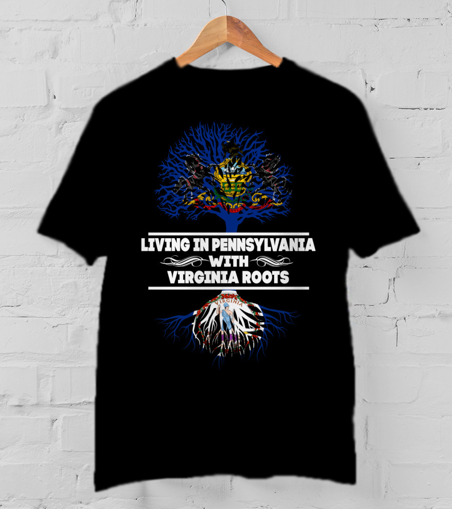 Pennsylvania Heritage With Virginia Roots Tree And State Crests T-Shirt