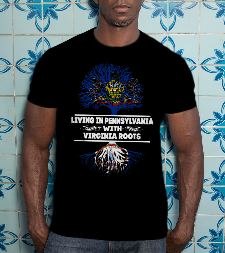 Pennsylvania Heritage With Virginia Roots Tree And State Crests T-Shirt