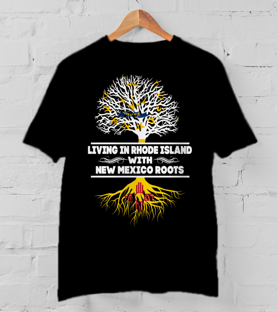 Rhode Island Living With Deep New Mexico Zia Symbol Roots Tree T-Shirt