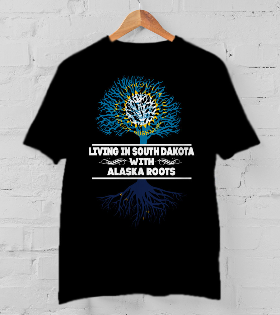South Dakota Living Alaska Roots Tree Design With State Icons T-Shirt