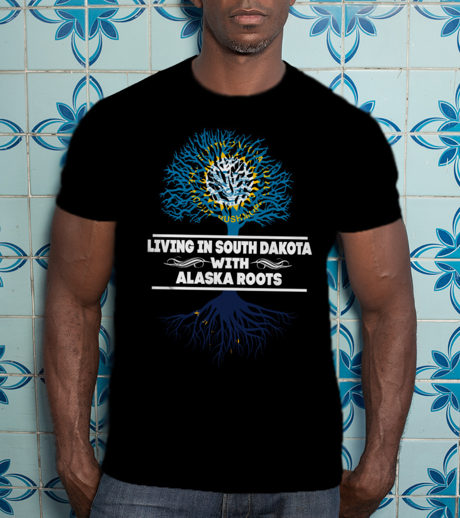 South Dakota Living Alaska Roots Tree Design With State Icons T-Shirt