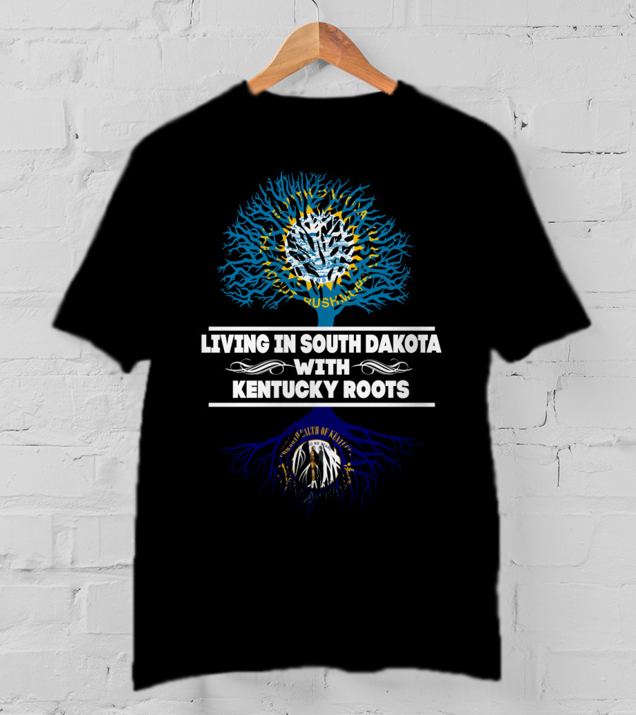 South Dakota Living With Kentucky Roots Featuring State Seals In Tree T-Shirt