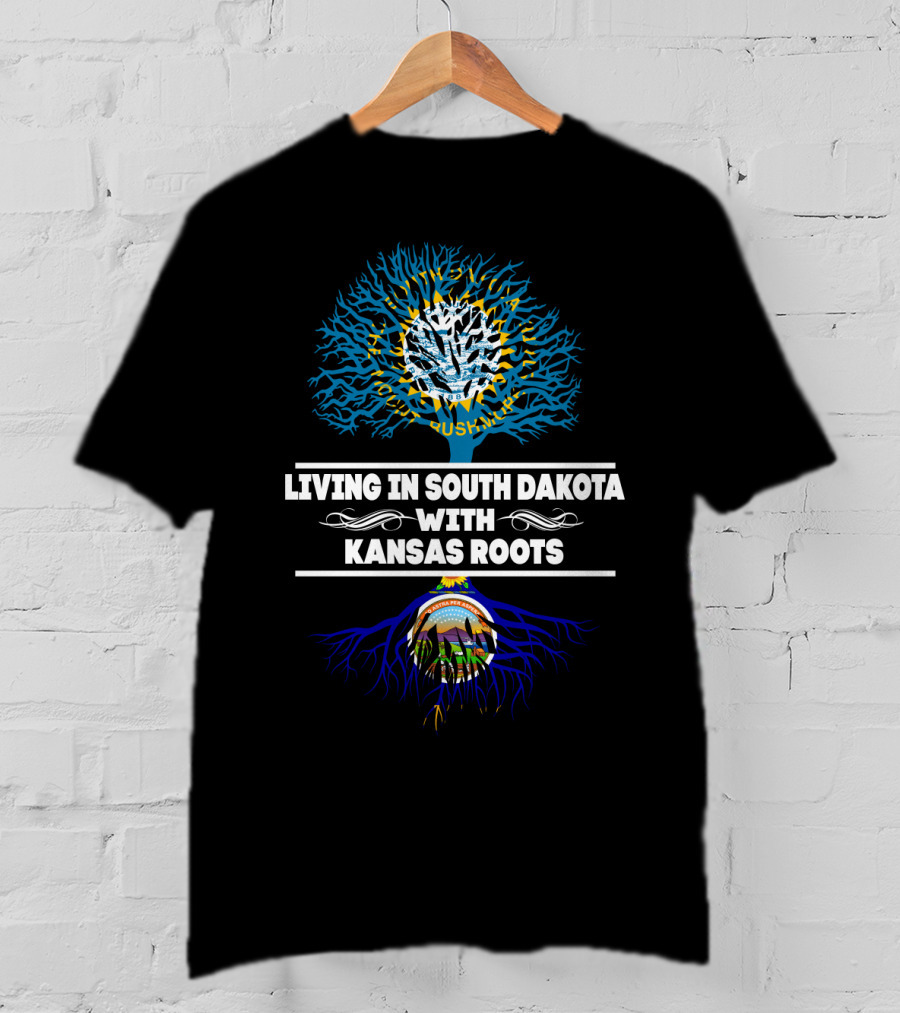 Living In South Dakota With Kansas Roots Mount Rushmore Tree T-Shirt