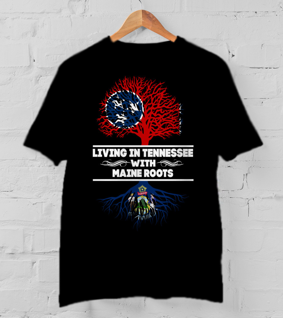 Tennessee Living Maine Heritage Tree With American Flag T-Shirt