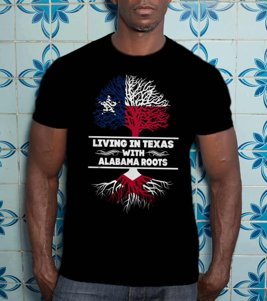 Texas Living Deep Alabama Heritage Flag Roots Tree T-Shirt