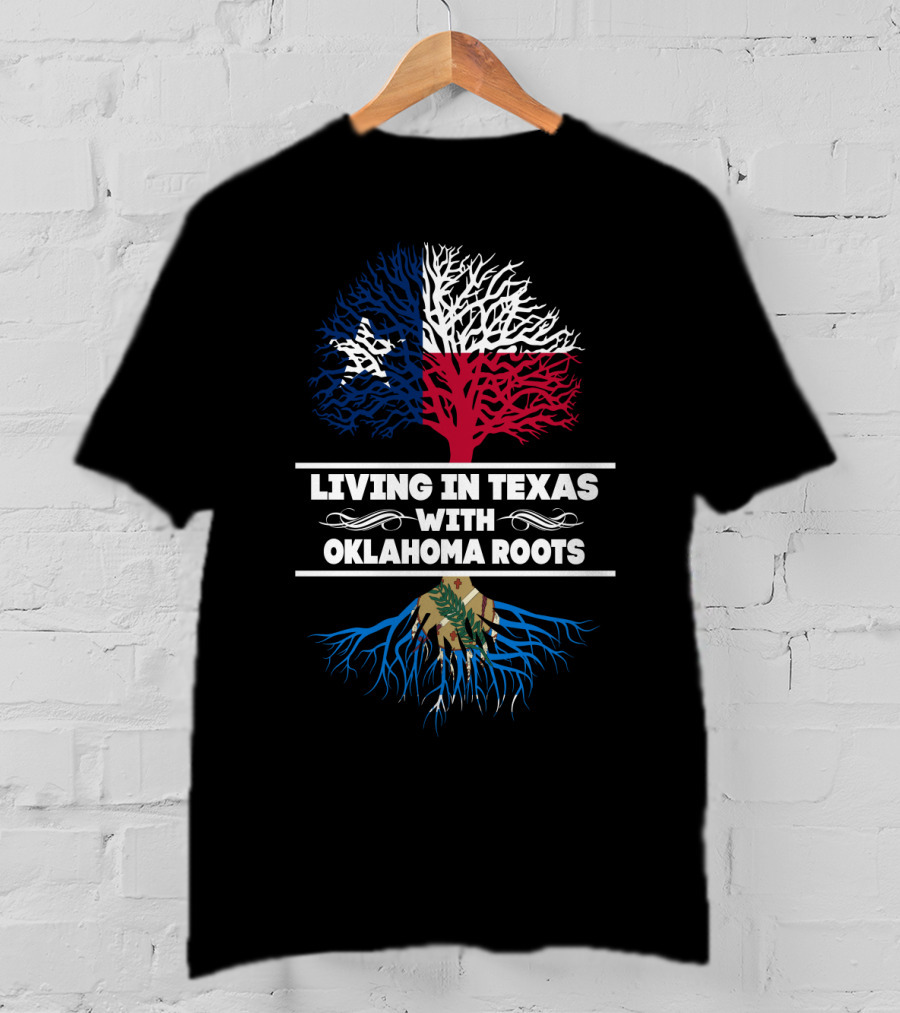 Texas Pride Tree With Oklahoma Roots Flag Colors T-Shirt