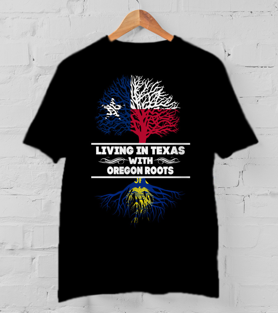 Texas Pride With Oregon Heritage: Celebrating Dual State Roots With Iconic Tree Symbolism T-Shirt