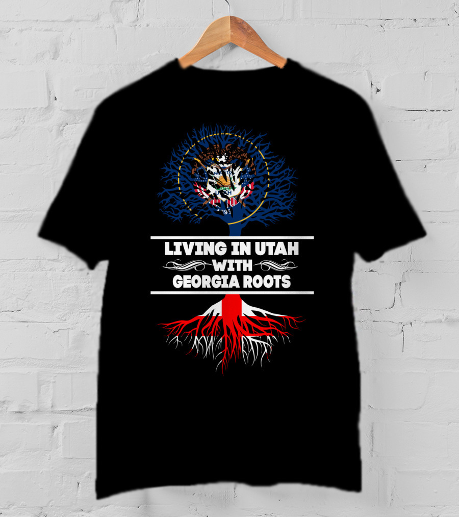 Utah State Emblem Tree Graphic With Red Georgia Roots T-Shirt