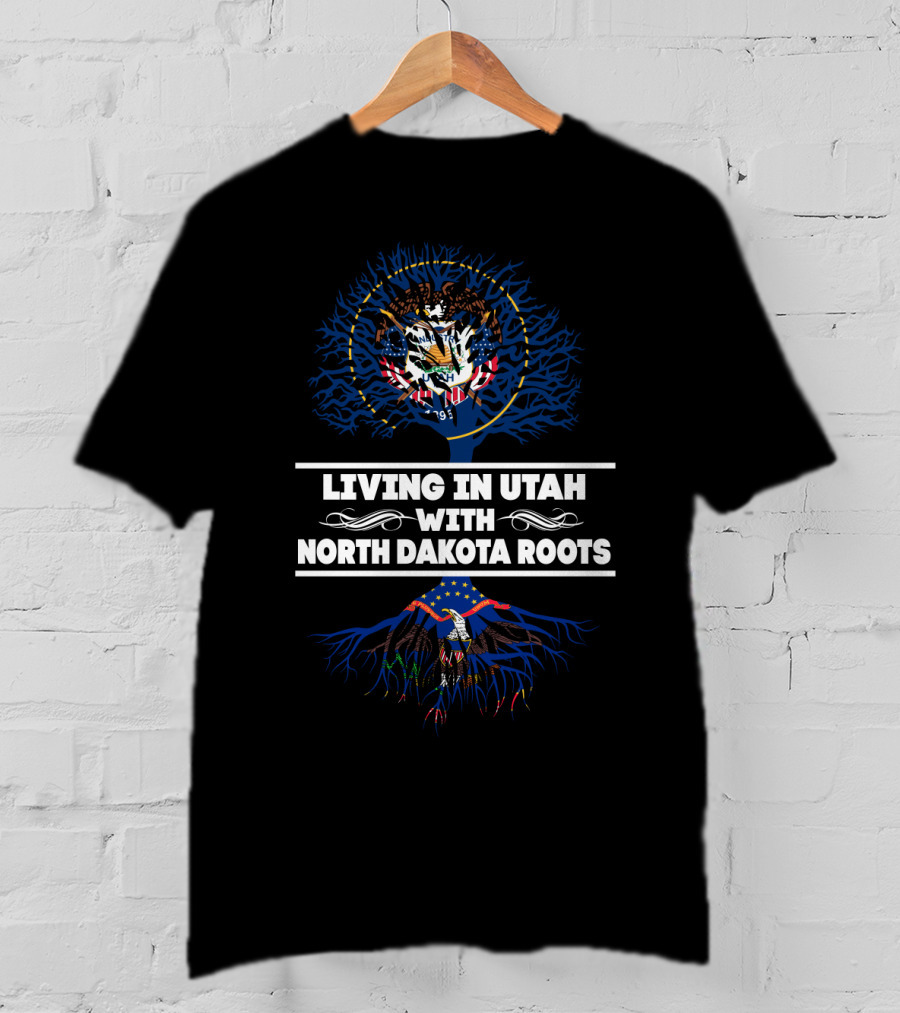 Utah State Emblem With Eagle And Tree Illustrates Living In Utah With North Dakota Roots T-Shirt