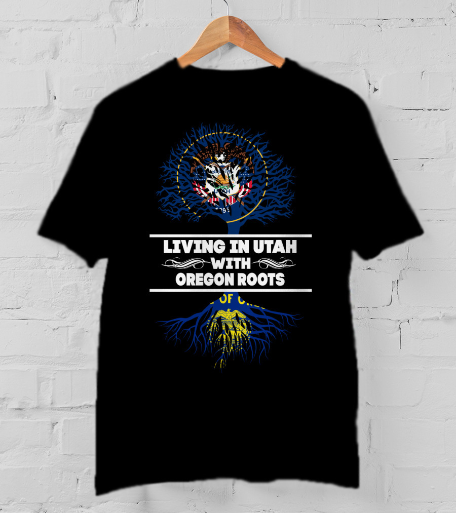 Utah State Emblem And Oregon Tree Roots Connection T-Shirt