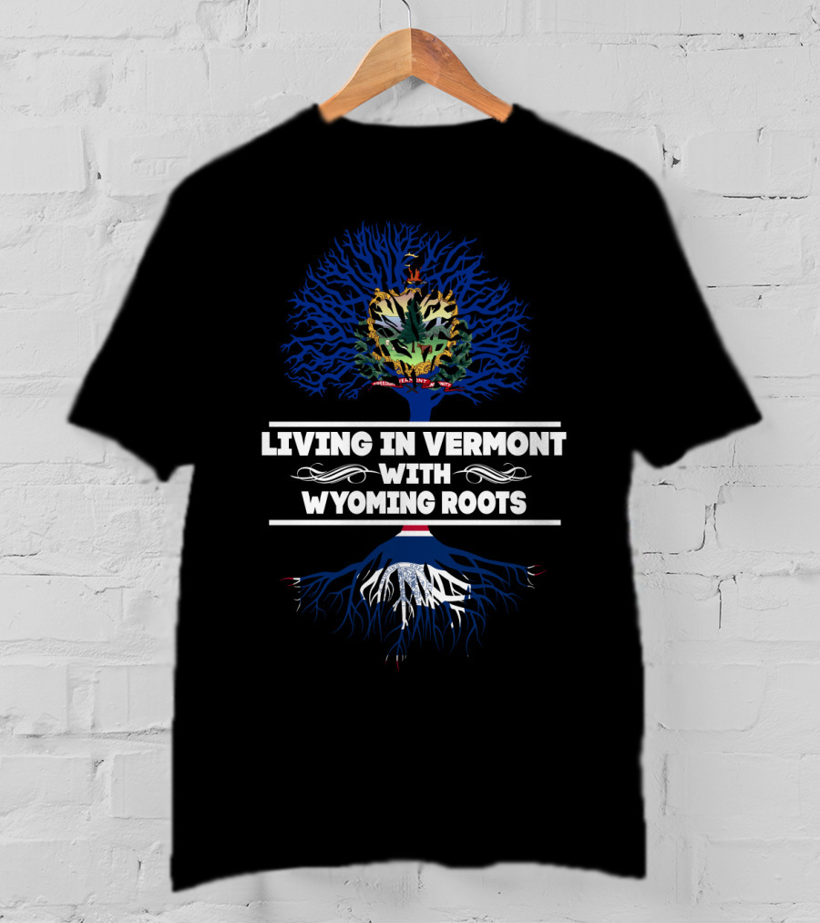 Vermont Living Wyoming Roots Vermont Coat Arms Tree T-Shirt
