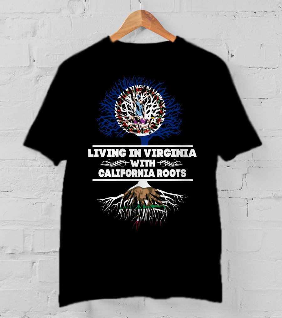 Virginia Lifestyle Embraced By Deep California Roots Reflecting State Symbols T-Shirt