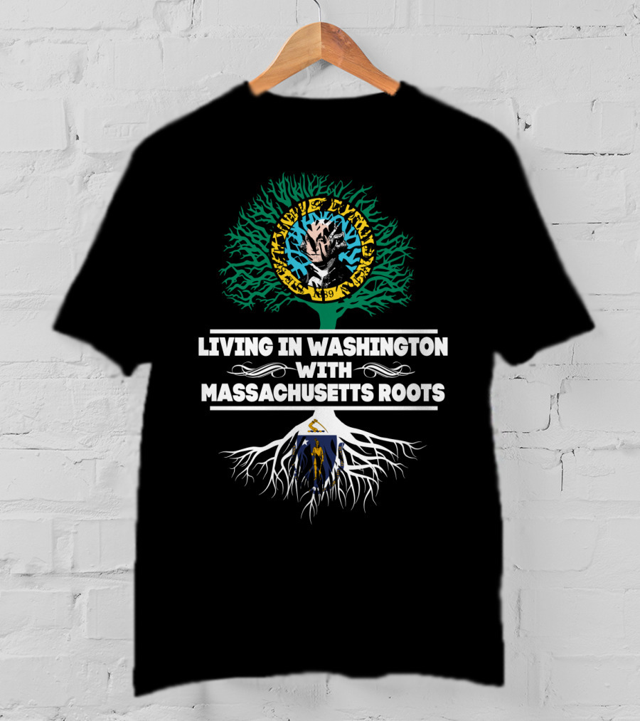 Living In Washington With Massachusetts Roots New England Revolution Patriots Logo Family Heritage T-Shirt