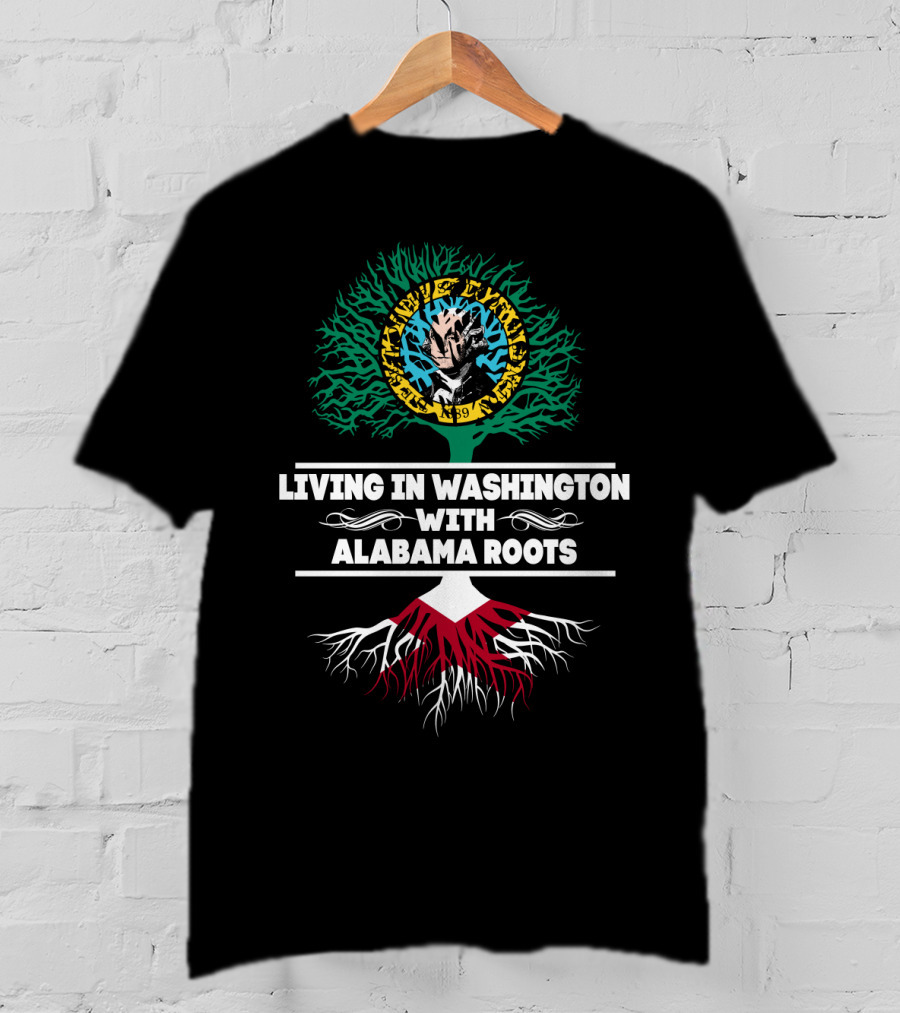 Living In Washington With Alabama Roots Music Skull Tree T-Shirt