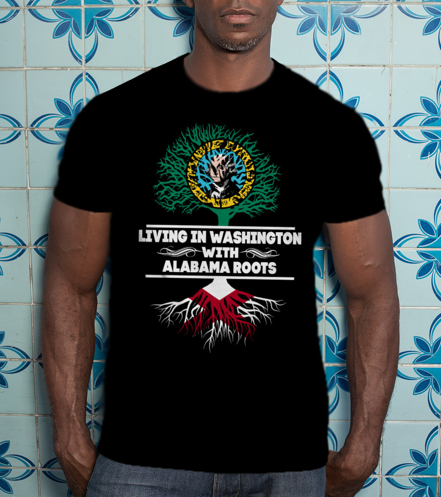 Living In Washington With Alabama Roots Music Skull Tree T-Shirt