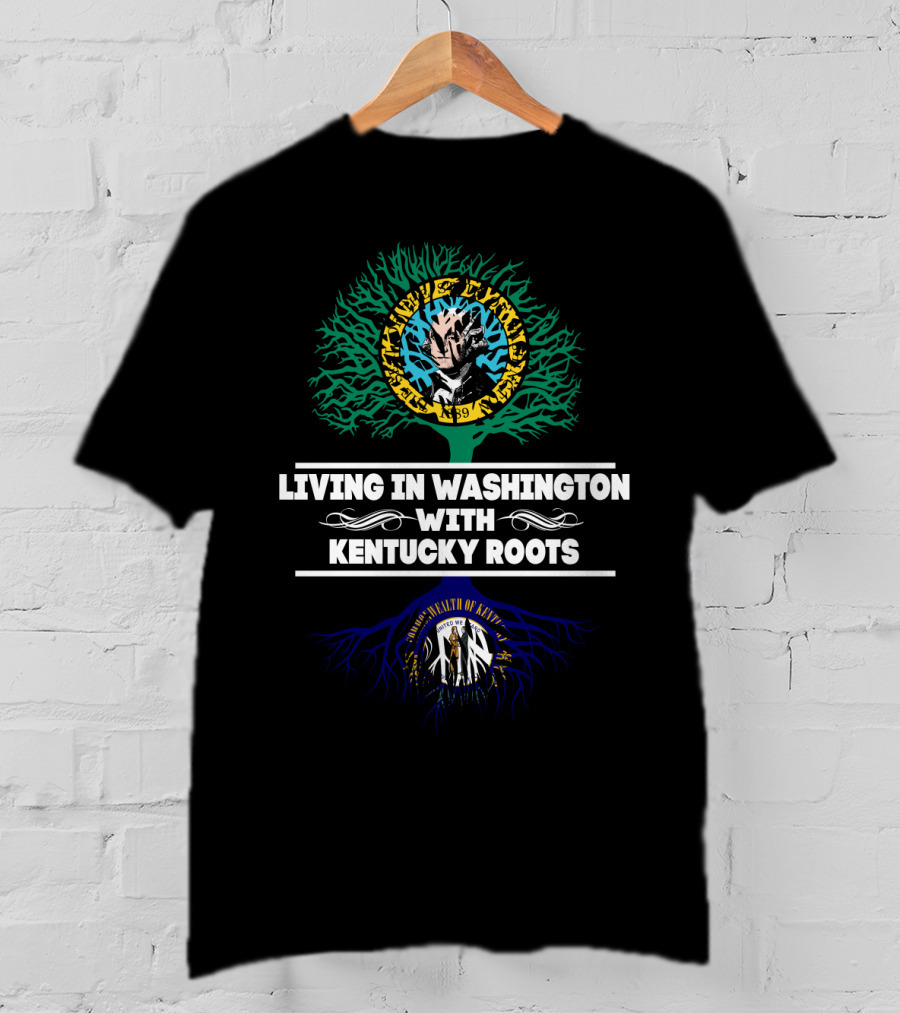 Living In Washington With Kentucky Roots - United We Stand Tree Design Featuring Kentucky Bourbon Trail Heritage T-Shirt