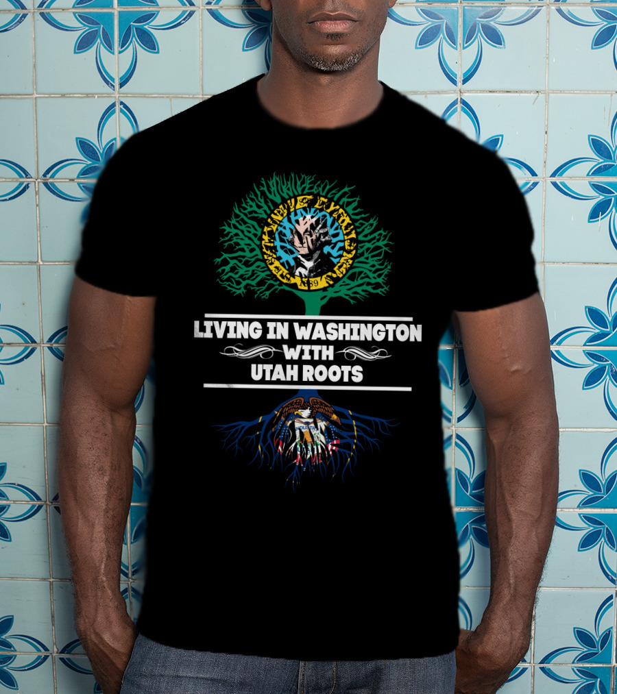 Living In Washington With Utah Roots Utah State Seal Tree Symbolism T-Shirt
