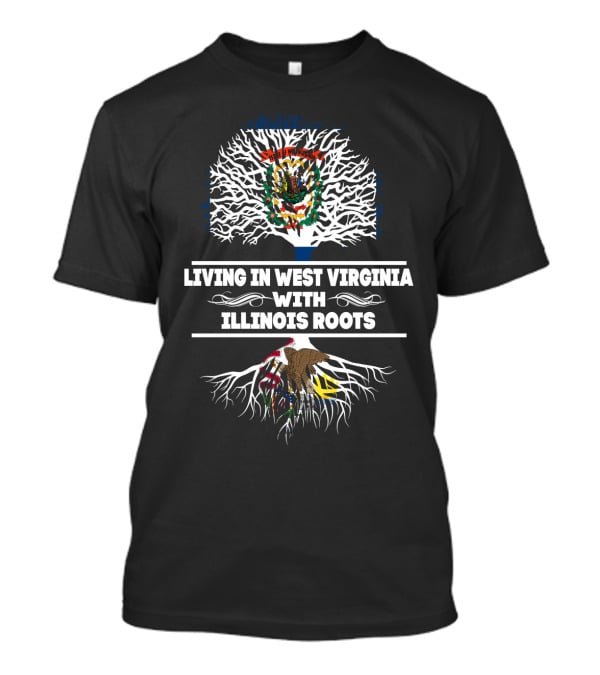 West Virginia And Illinois Heritage Tree Design Featuring Dual State Roots T-Shirt